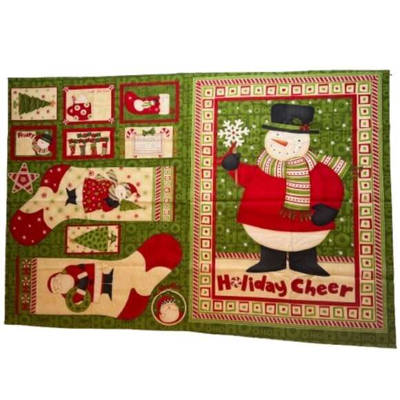 Fabric Panel Material - 3/4 yards Christmas Debbie Mumm Stocking Wall hanging - Picture 1 of 4
